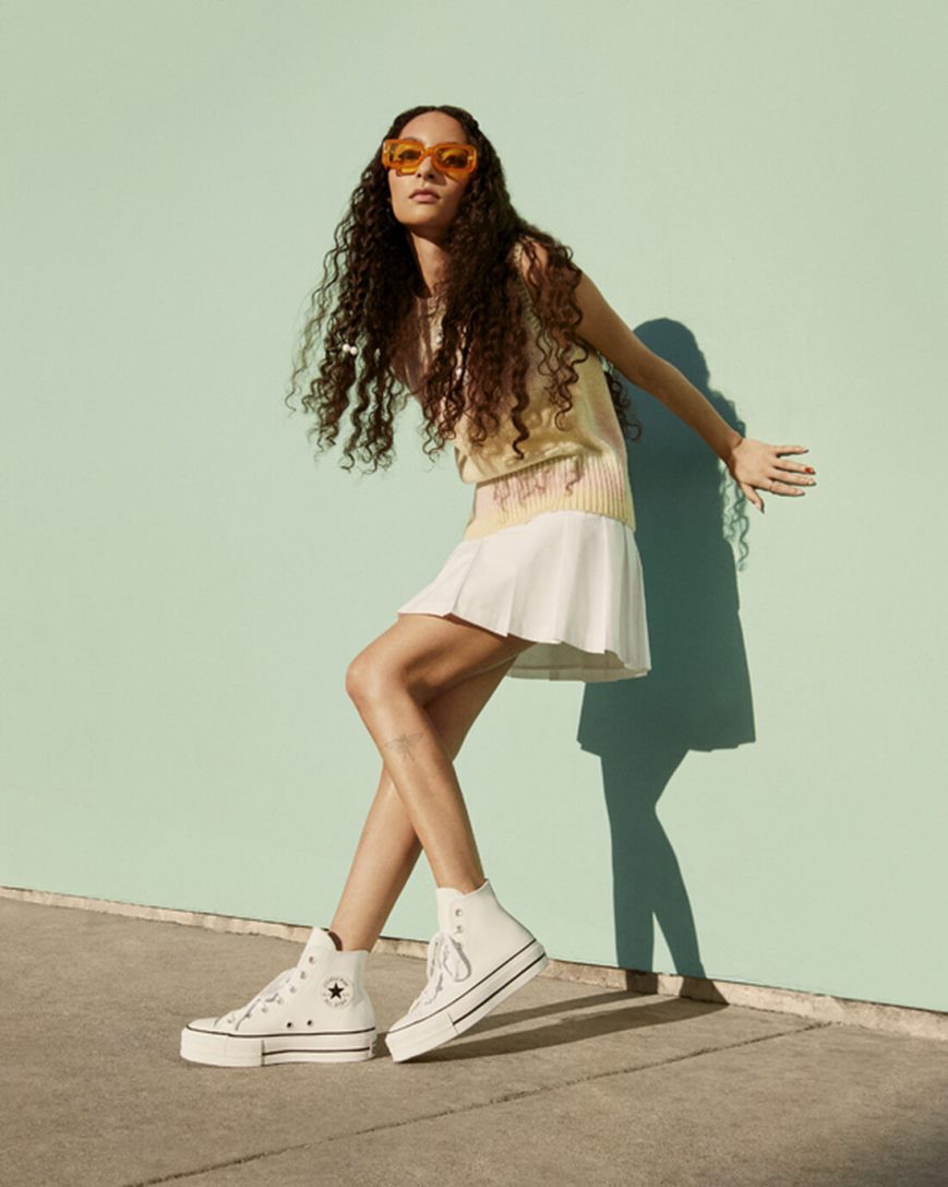 Women's Converse Chuck Taylor All Star Lift Leather High Top Platform Shoes White / Black / White | AU 39E14K
